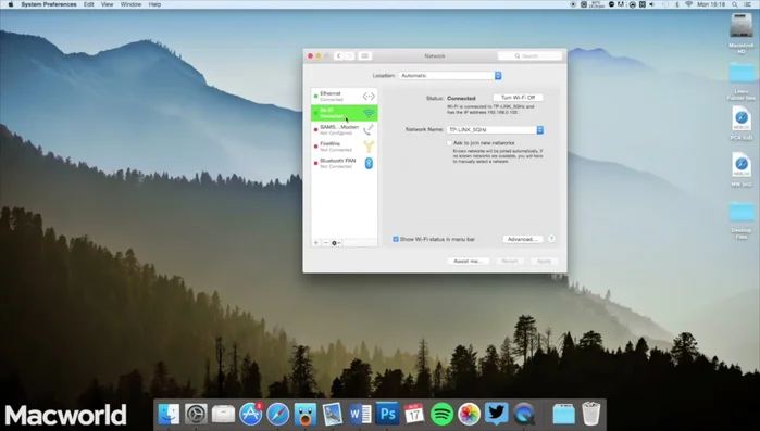 Abre Preferencias del Sistema > Red > Wi-Fi > Avanzado. Arrastra la red de 5 GHz a la parte superior de la lista.