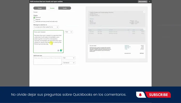Escribir el mensaje deseado para los clientes en el espacio proporcionado.