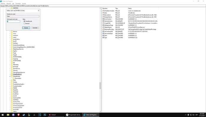 Modificar el parámetro 'Start' de 'Time Broker' a 3.