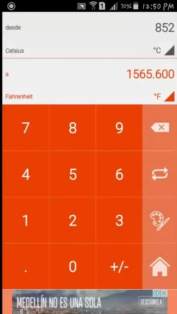 La aplicación mostrará automáticamente el resultado en la unidad de destino.