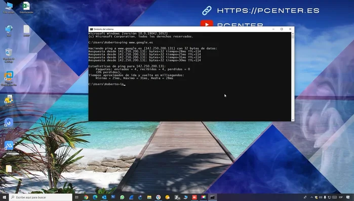 Para comprobar la conexión entre tu PC y el router, usar el comando 'ipconfig' para obtener la IP de tu PC y la dirección IP de la puerta de enlace predeterminada (que es la IP de tu router).