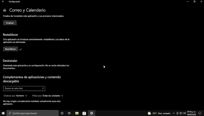 Reiniciar el equipo.