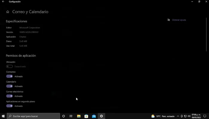Finalizar la aplicación de Correo.