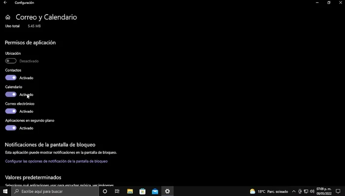 Finalizar la aplicación de Correo.