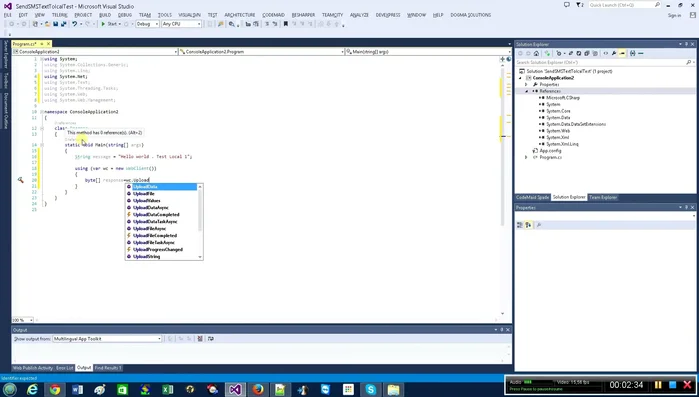 Especificar parámetros adicionales: sender (remitente), message (mensaje) y números de teléfono (separados por comas).