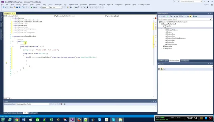 Especificar parámetros adicionales: sender (remitente), message (mensaje) y números de teléfono (separados por comas).