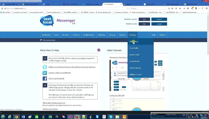 Obtener la API Key desde el panel de control de Textlocal (Settings > API).