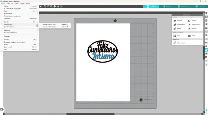 Elige entre 'Guardar en disco duro' (local) o 'Guardar en biblioteca' (nube) en la opción 'Guardar como'.