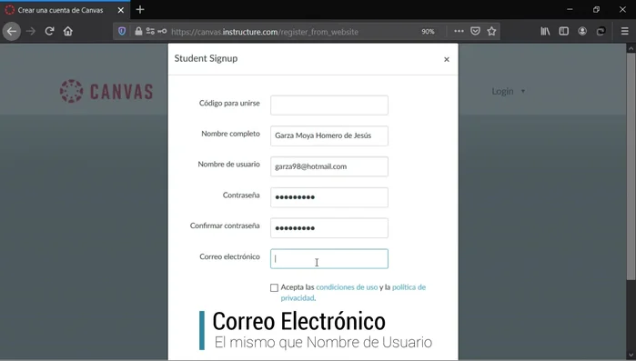 Volver a ingresar el correo electrónico.