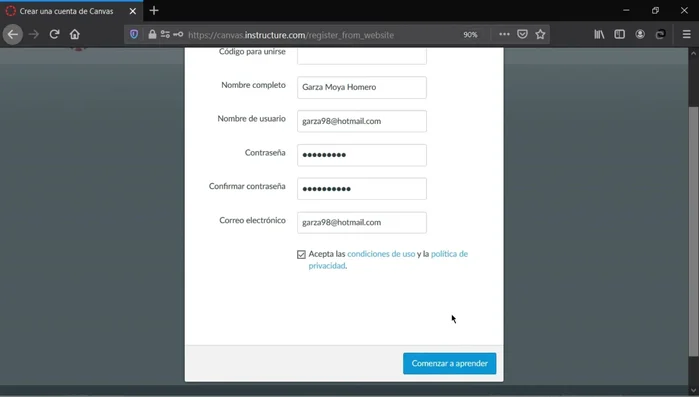 Hacer clic en 'Aceptar' o 'Comenzar a aprender'.