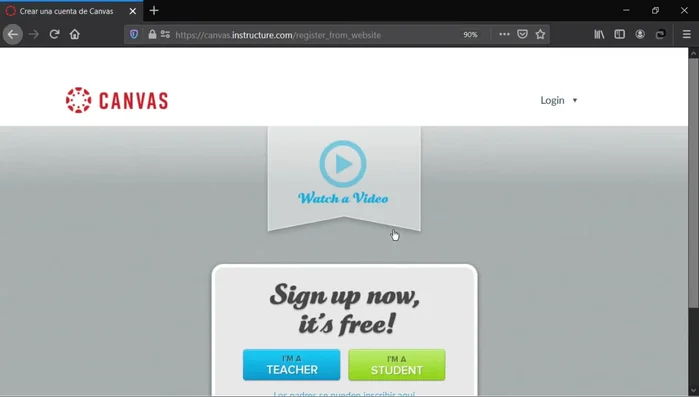 Seleccionar la opción 'Soy un estudiante' o 'I'm a student'