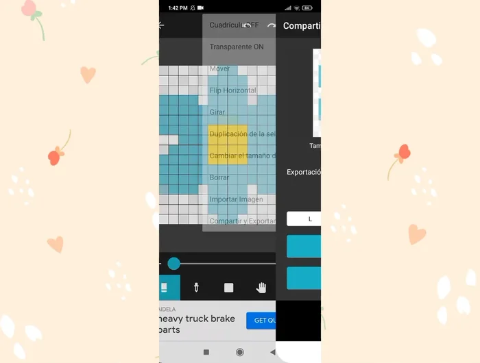 Exportar la imagen cuadriculada ('tres puntos' superiores, 'compartir y exportar'). Seleccionar el tamaño (se recomienda 'L' para mayor resolución) y desactivar la exportación con rejilla.