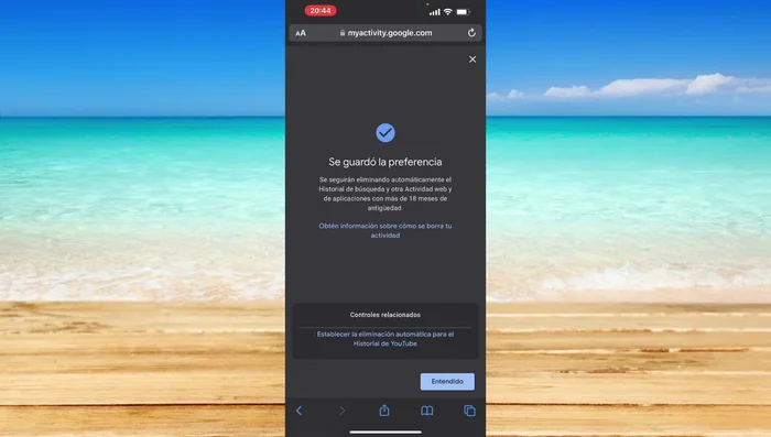 Confirma la eliminación automática.