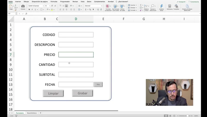 Validar campos numéricos: Utilizar la validación de datos en las celdas "Precio" y "Cantidad" para permitir solo números decimales. Definir un mensaje de error para entradas incorrectas.