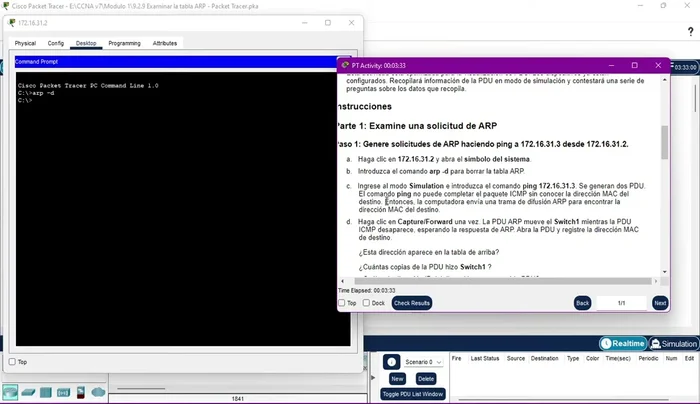 Observar que el switch crea tres copias de la trama ARP de broadcast.