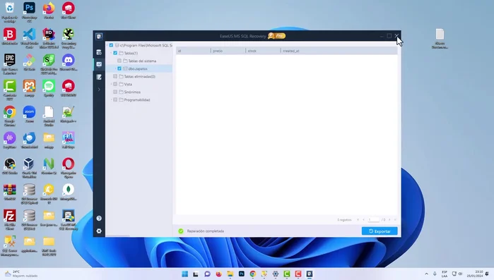 Adjuntar la base de datos reparada usando la opción 'Attach' en SQL Server Management Studio.