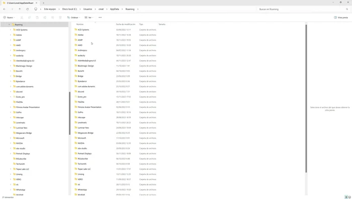 Busca la carpeta 'Settings'.