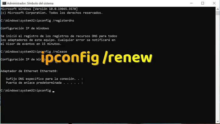 Ejecuta el comando `netsh winsock reset catalog`.