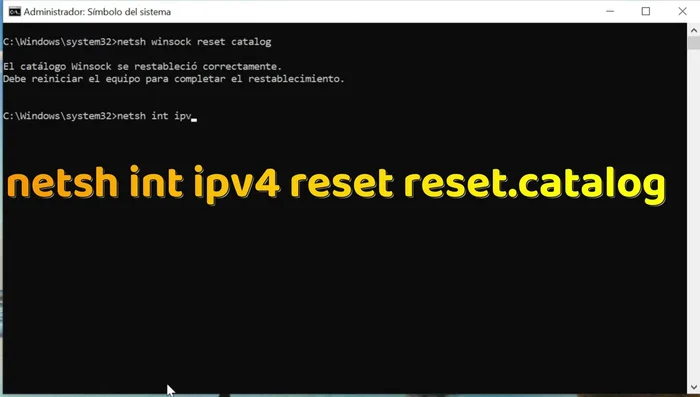Ejecuta el comando `netsh int ipv4 reset reset.log`.