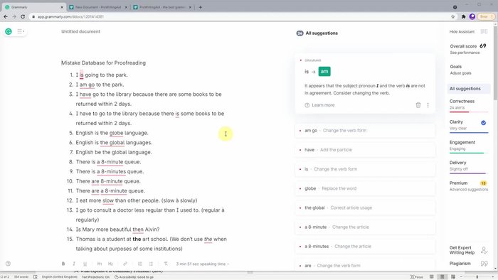 Introducción y planteamiento de la comparación entre Grammarly y ProWritingAid. Se menciona que ya existen comparaciones previas, pero esta se centra en el año 2021.