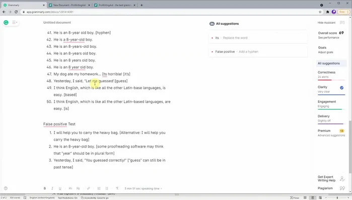 Explicación de la prueba de falsos positivos: se evaluará si los correctores marcan como incorrecta alguna oración correcta.