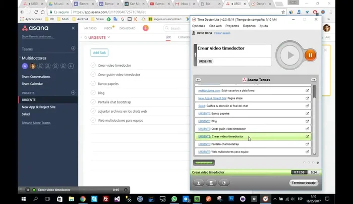 Una vez completada la tarea, marcarla como completa tanto en Time Doctor como en Asana.