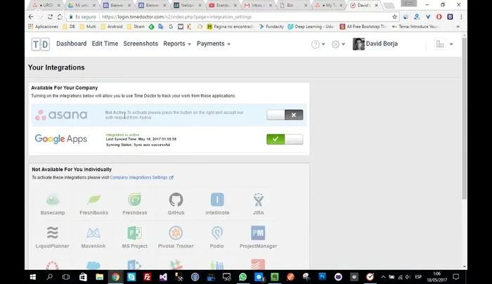 Autorizar el acceso de Time Doctor a tu cuenta de Asana. Se te solicitará iniciar sesión en Asana si aún no lo has hecho.