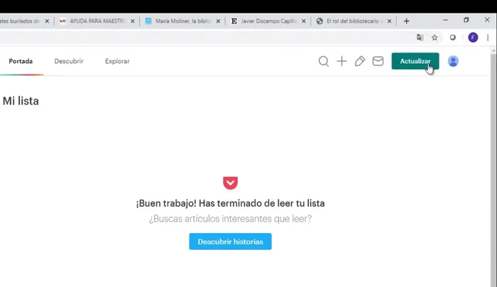 Pegar la URL en la aplicación Pocket y guardar.